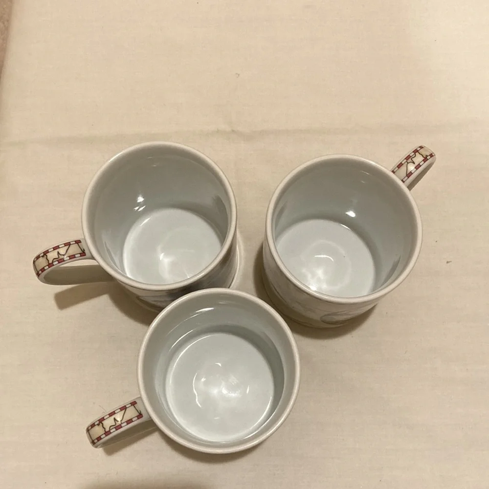 American Atelier at Home Set of 3 Porcelain Lighthouse Mugs Cups Signals 5100